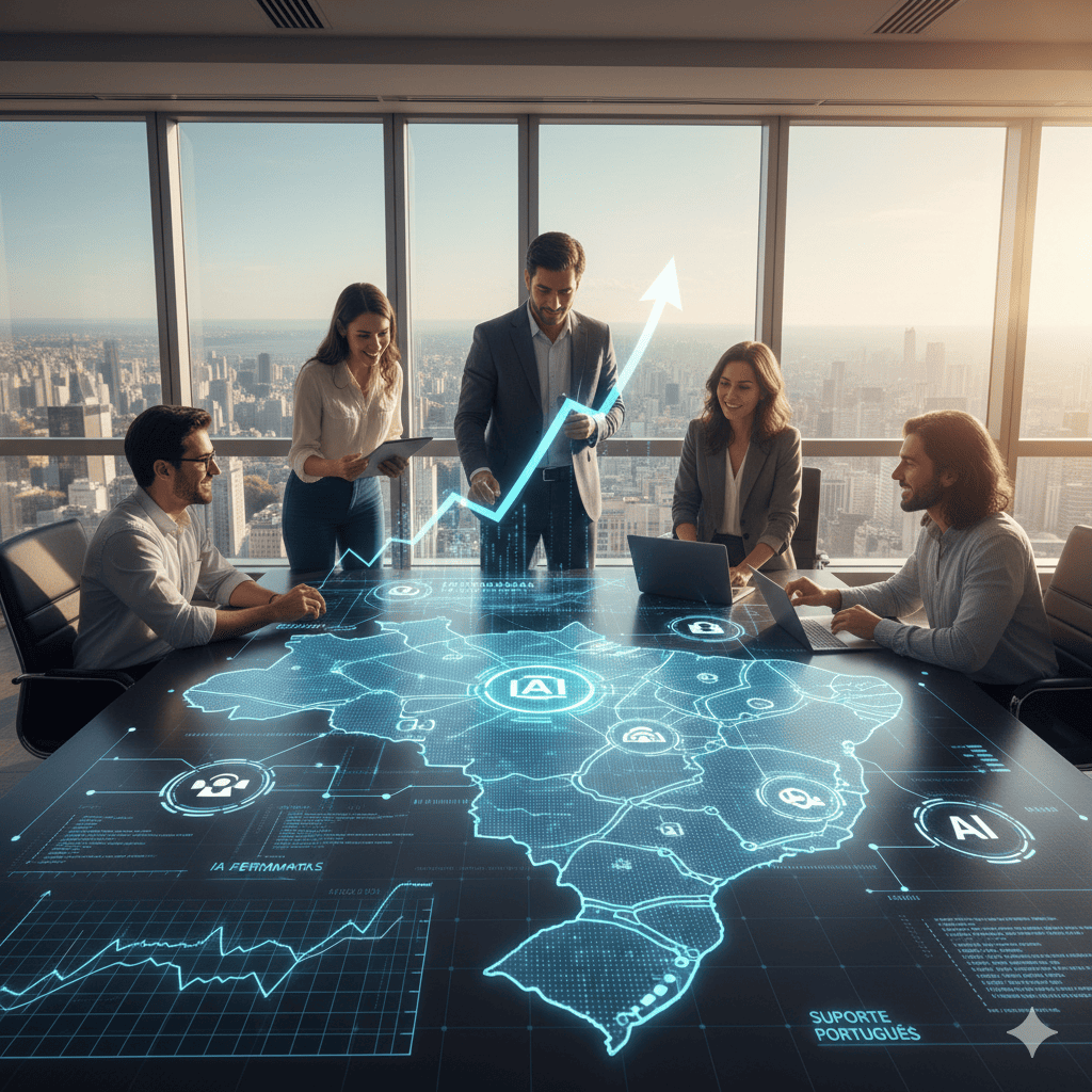 Crescimento do mercado de ferramentas de IA no Brasil com suporte ao português