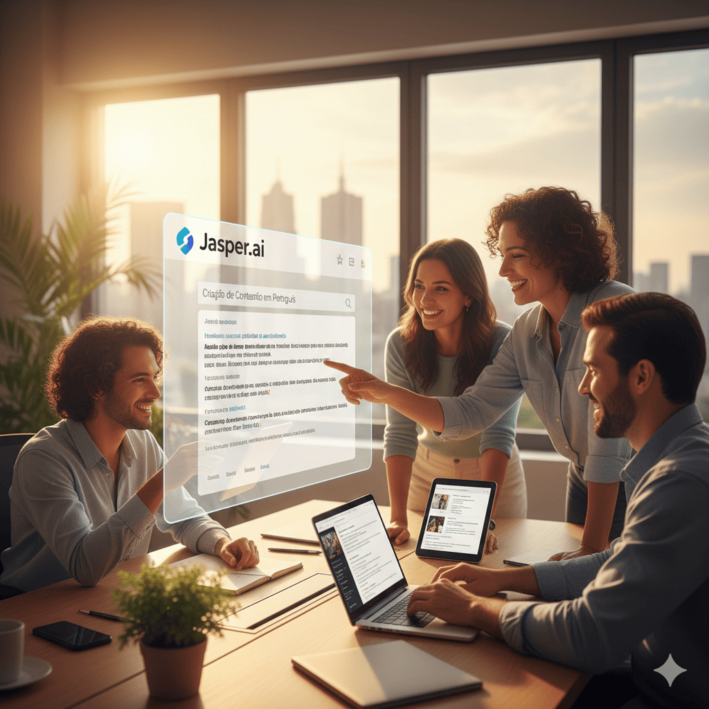 Jasper.ai criando conteúdo de marketing brasileiro em português