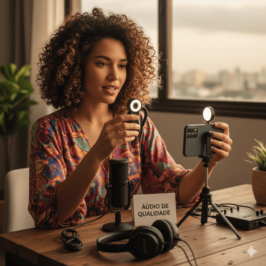 Soluções de áudio acessíveis para criadores móveis no Brasil